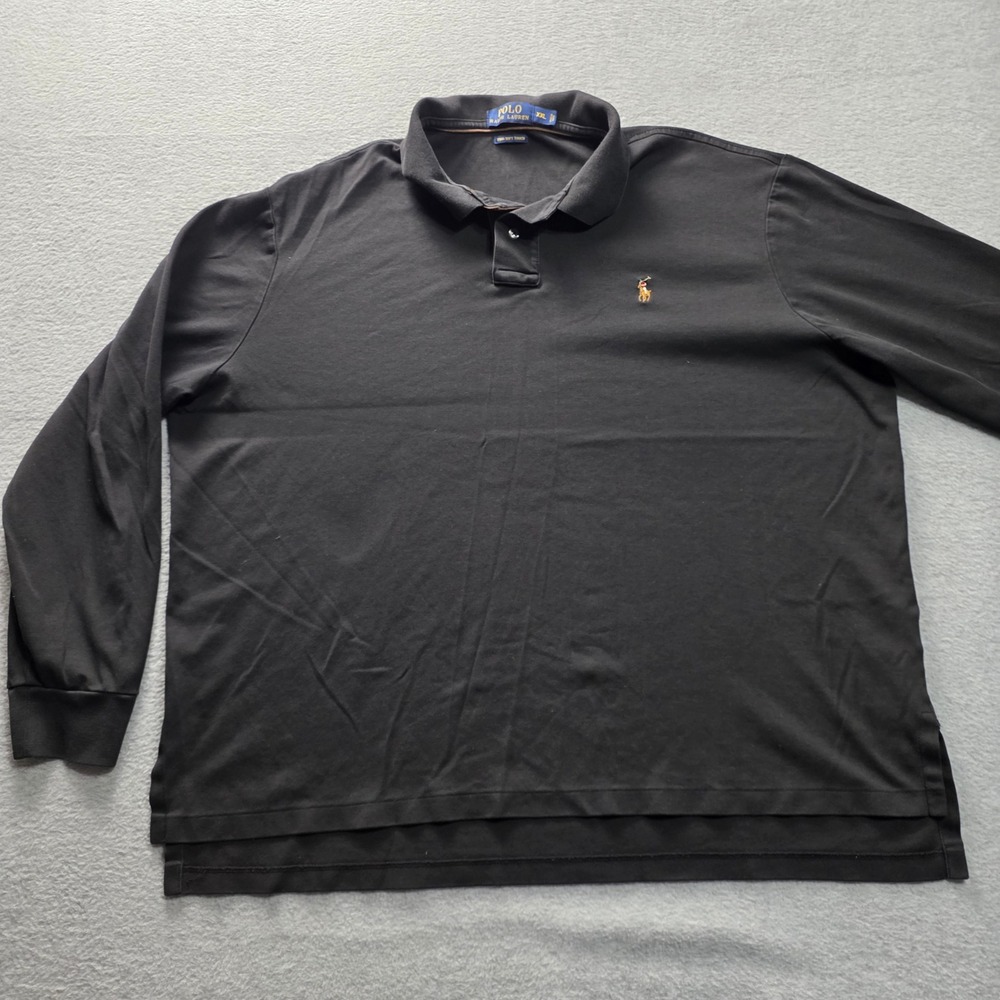 Polo Ralph‎ Lauren MensXXL Black Pima Soft Touch Long Sleeve Polo Shirt Pony